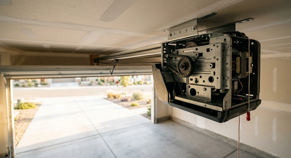 Tipos de motores para puertas de garaje: motor instalado en el techo